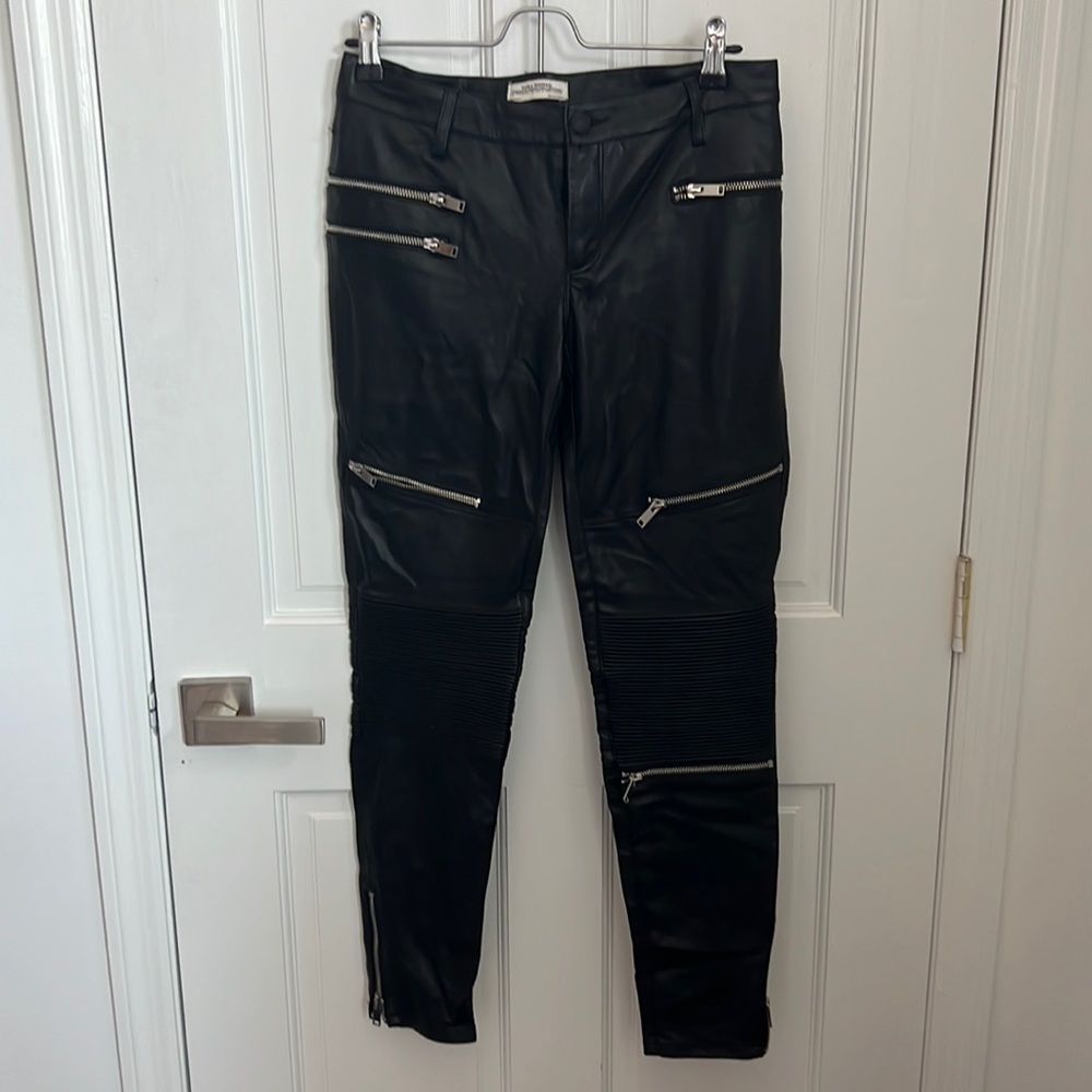 Zara faux lather pant with zipper detail